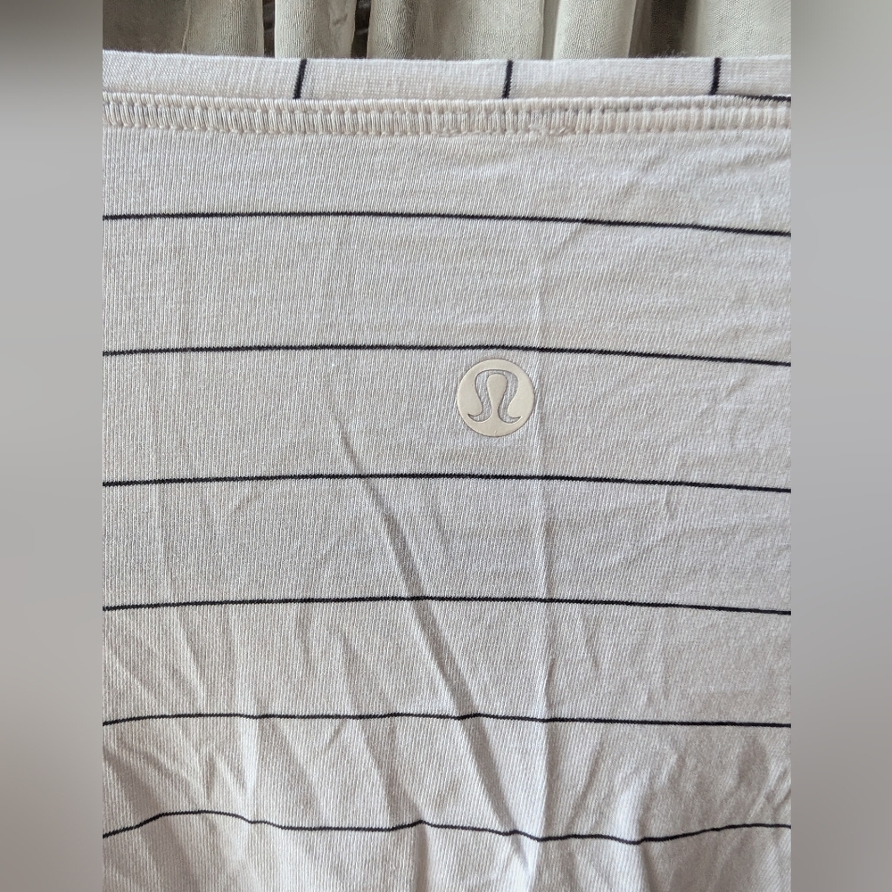 lululemon athletica White Long Sleeve Tee with Thin Black Stripes - Picture 2 of 4